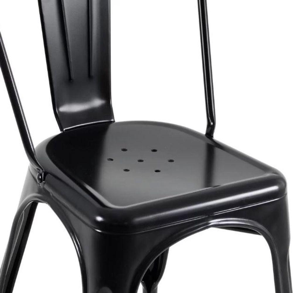 Miniatura Kit Com 6 Cadeiras Tolix Iron Design Industrial Reforçado Empilháveis Preto Semi-brilho