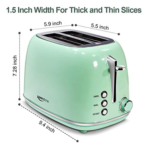 Miniatura Torradeira Elétrica Keenstone Estilo Retrô 2 fatias Aço Inoxidável Verde 110V