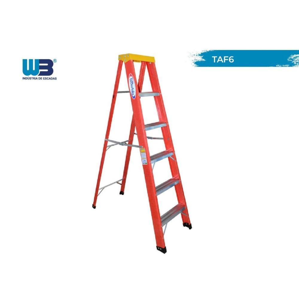 Miniatura Escada Tesoura Simples Acesso em Fibra 1,80 Metros com 5 Degraus e Patamar WBertolo