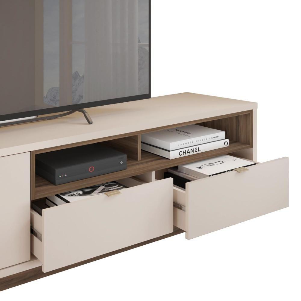 Bancada Rack Tv Até 75 Polegadas 2 Portas New Renda Caemmun