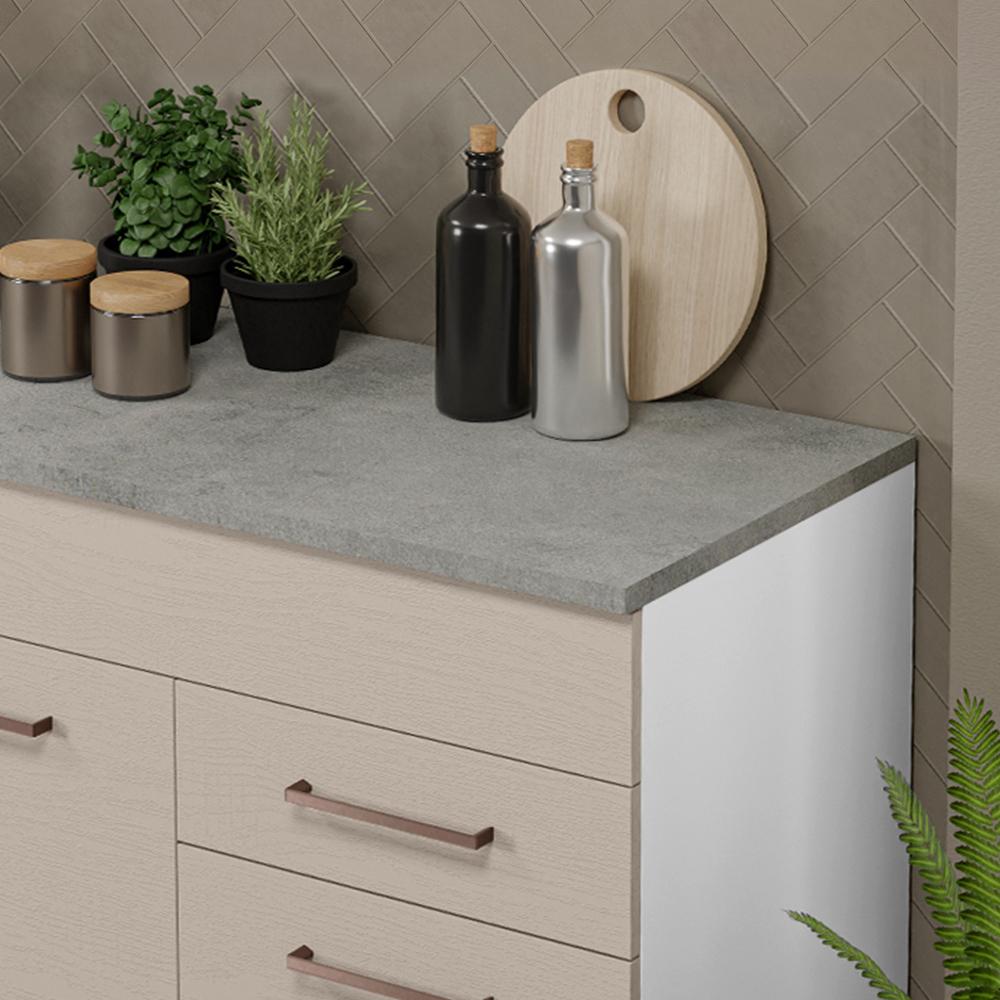 Balcão Gabinete de Pia Cozinha 150 cm 2 Gavetas 2 Portas (Com Tampo) Branco/Crema Agata Madesa Branco/Crema