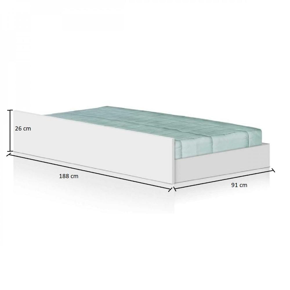 Cama Solteiro com Baú 2 Gavetas e Cama Auxiliar Jade Yescasa Branco Cama Solteiro com Baú 2 Gavetas e Cama Auxiliar Jade Espresso Móveis Branco