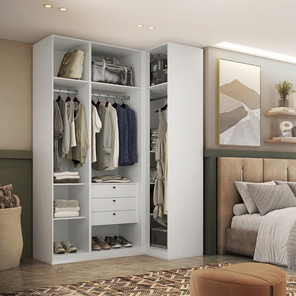 Miniatura Guarda-roupa de Canto Reto 4 Portas Espelho Altezza Slim Branco
