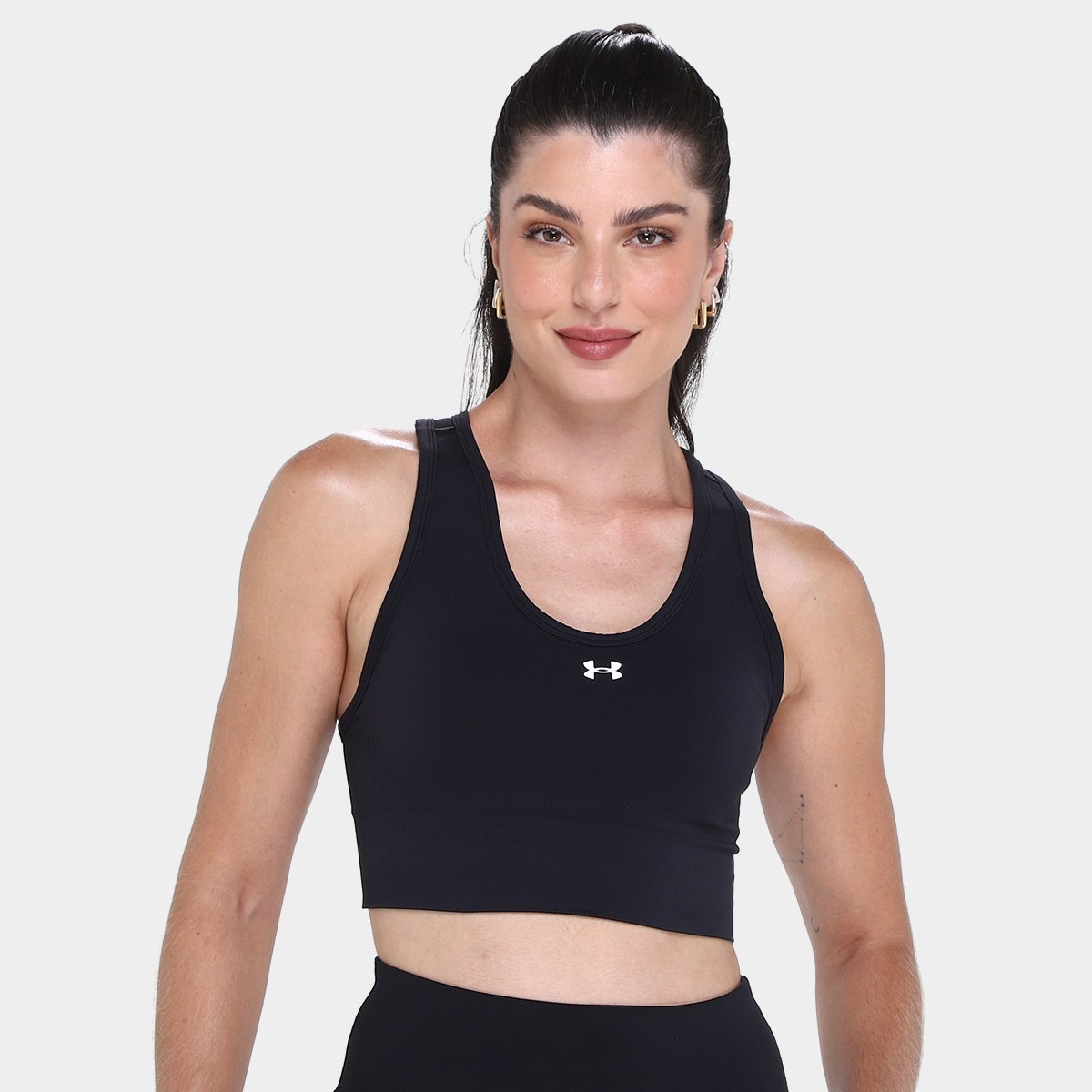 Miniatura Top Under Armour Vanish Seamless Mid B Feminino Preto+Branco - G