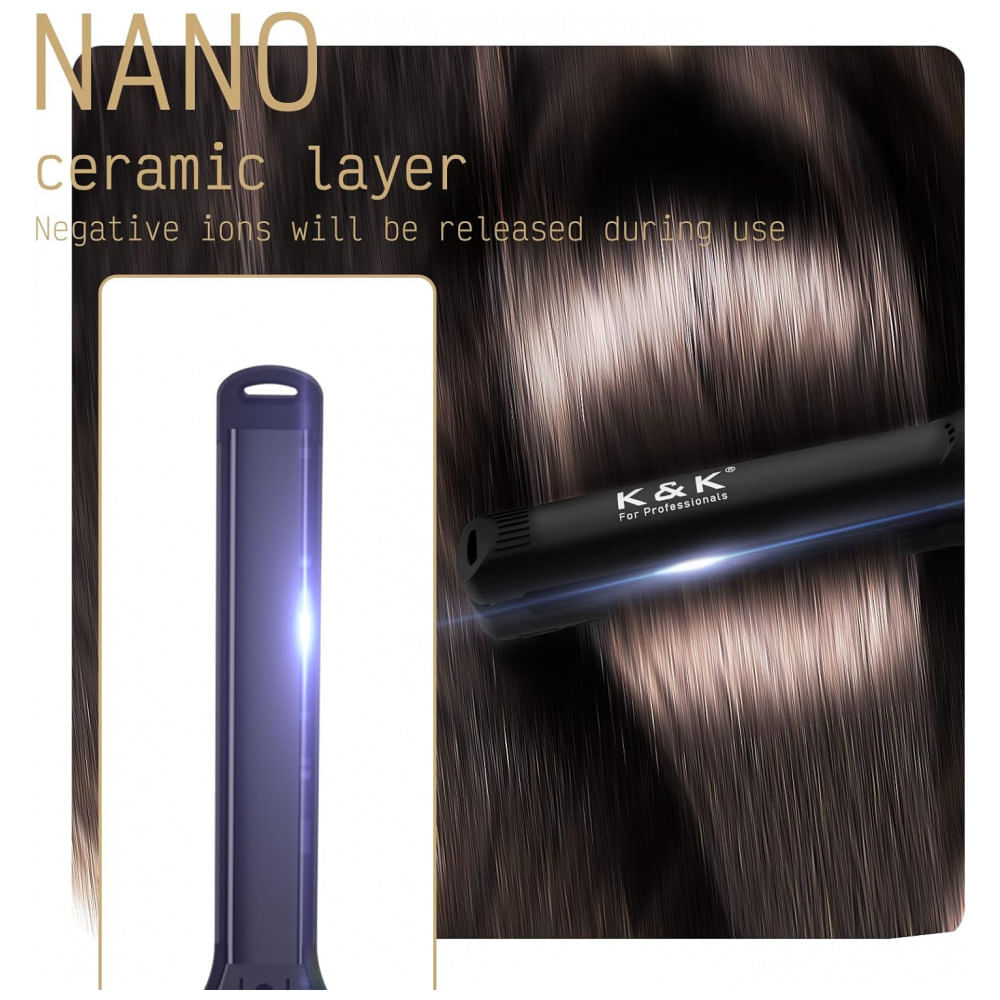 Miniatura Chapinha Prancha de Cabelo Profissional com Temperatura Ajustável e Desligamento Automático, Bivolt, KK, Preto