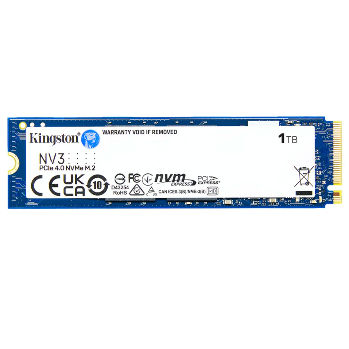 Miniatura SSD 1TB Kingston NV3, M.2 2280, NVMe PCIe 4.0 x4, Leitura 6000MB/s, Gravação 4000MB/s - SNV3S/1000G