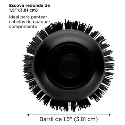 Miniatura Escova Secadora Alisadora Root Booster Revlon Preto - 110V