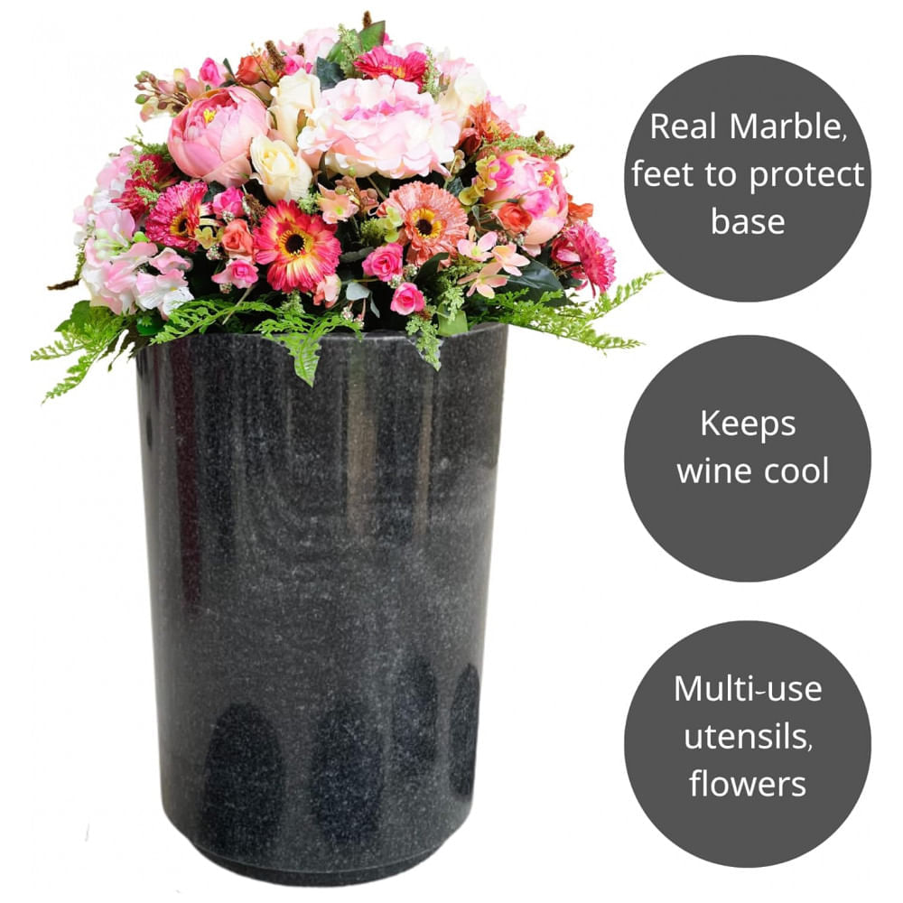 Miniatura Porta Garrafa Térmico para Vinho em Mármore, BARABARA, Preto