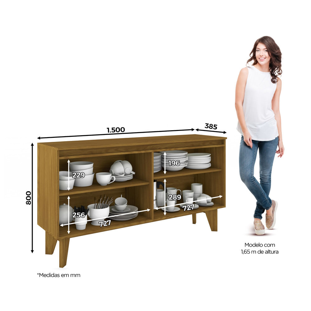Miniatura Buffet 04 Portas Ambar Henn Nature com Off White