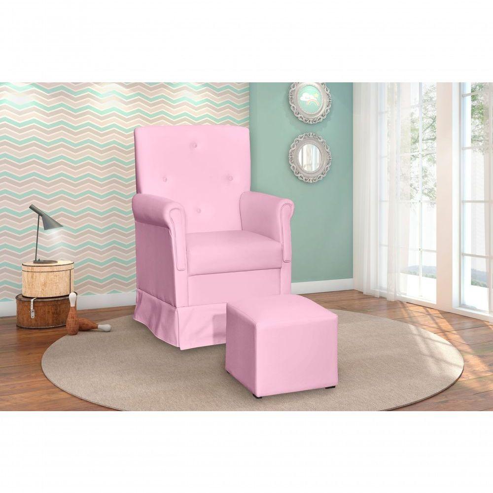 Miniatura Poltrona Suzi Balanço E Puff Corino Rosa