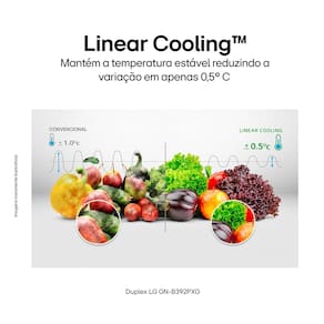 Geladeira LG Frost Free Preta GN-B392PXGB Duplex com Tecnologia Inverter Top Freezer - 395 litros 110V