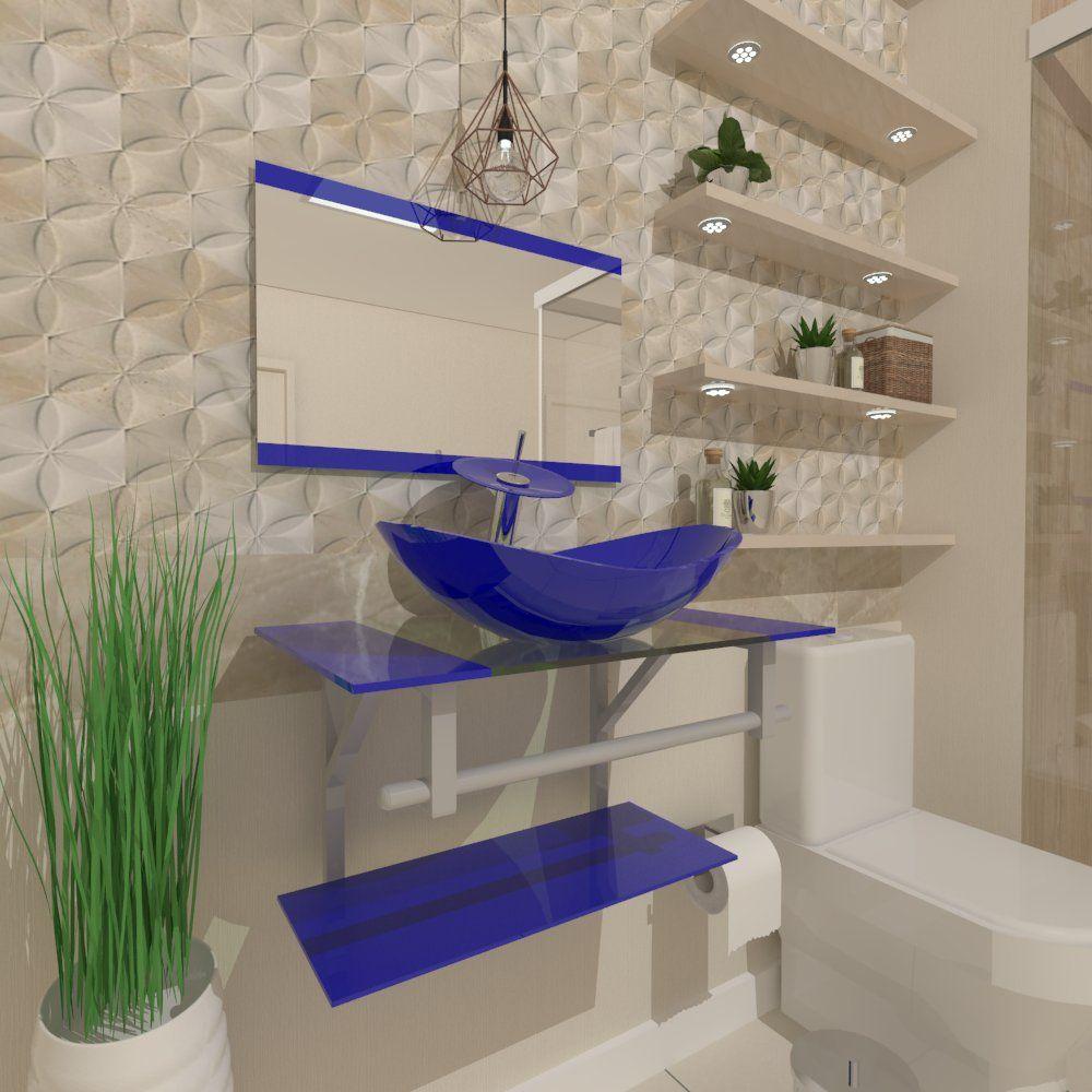 Miniatura Gabinete de Vidro Sérvia 60cm Ac Azul Escuro Ek