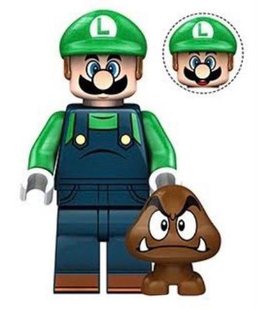 Miniatura Boneco Blocos De Montar Luigi Mario Bros
