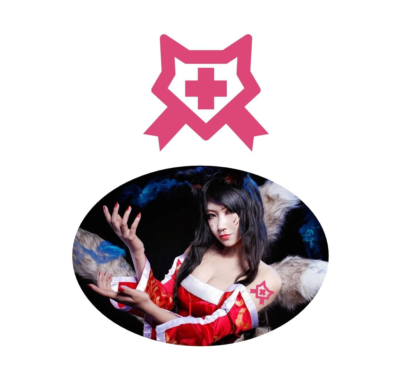 Miniatura Tatuagem Temporária Cosplay Ahri Lol Rosa