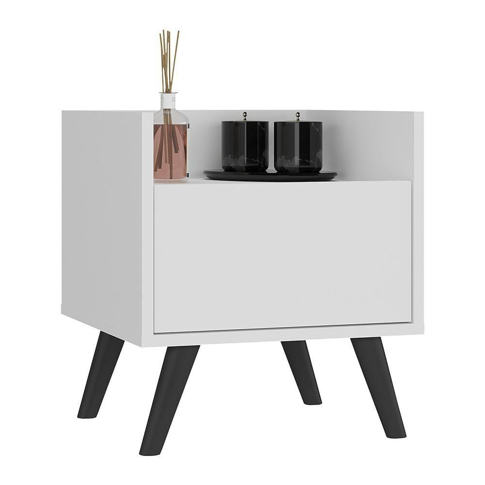 Miniatura Gabinete Armário Banheiro 40Cm Retrô Multimóveis V5037 Branco/Preto Branco/Preto