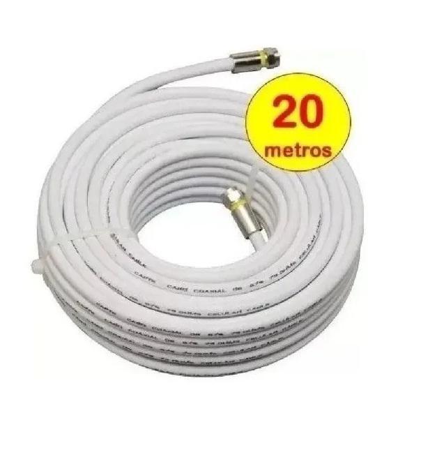 Miniatura Cabo Coaxial Antena Digital 20 Metros Montado Com Conector