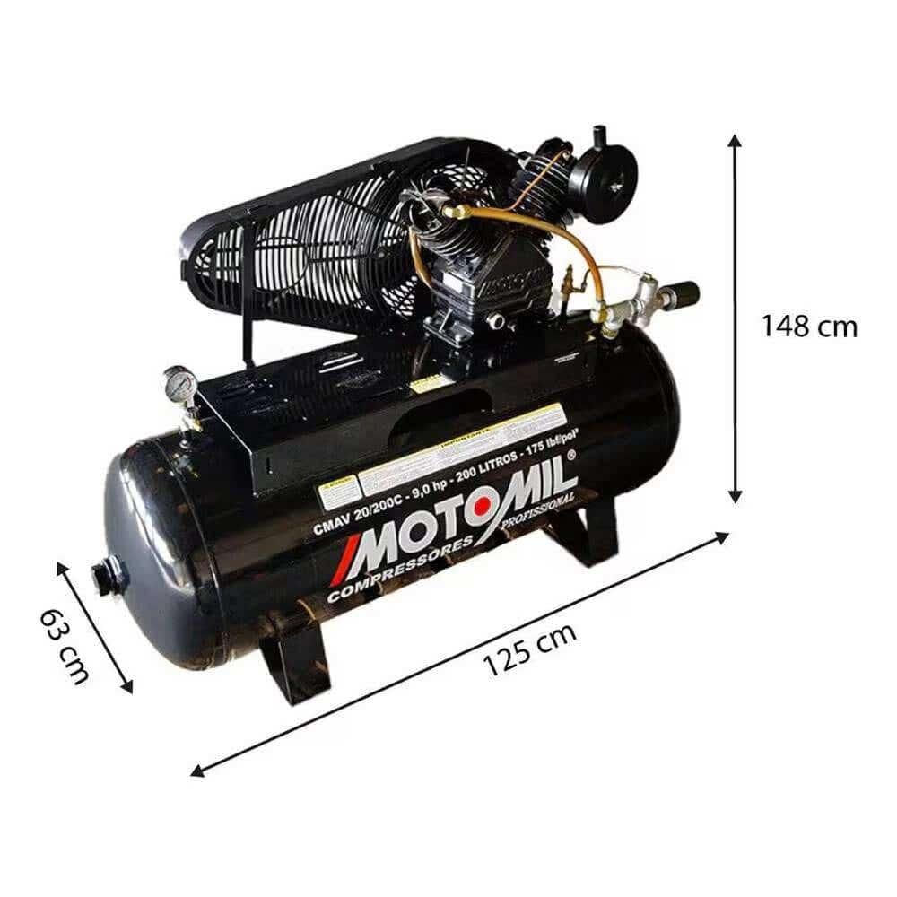 Miniatura Compressor Ar Sem Motor CMAV Gasolina 20 Pés 200l MOTOMIL