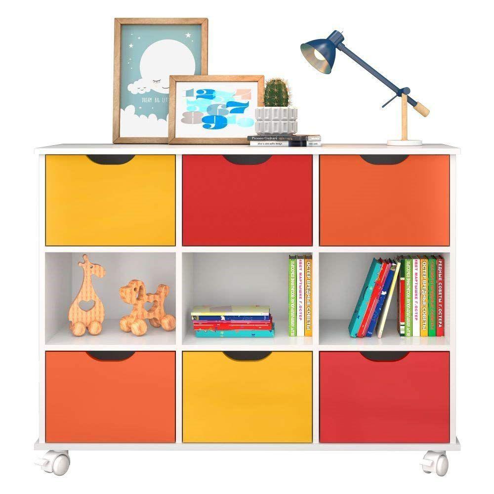 Miniatura Nicho Organizador Com 6 Gavetas Coloridas E Rodízios Qmovi