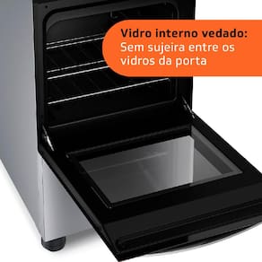 Fogão Brastemp 4 Bocas BFO4NBR Clean com Mesa de Inox, 2 Prateleiras Ajustáveis e Acendimento automático Bivolt – Inox