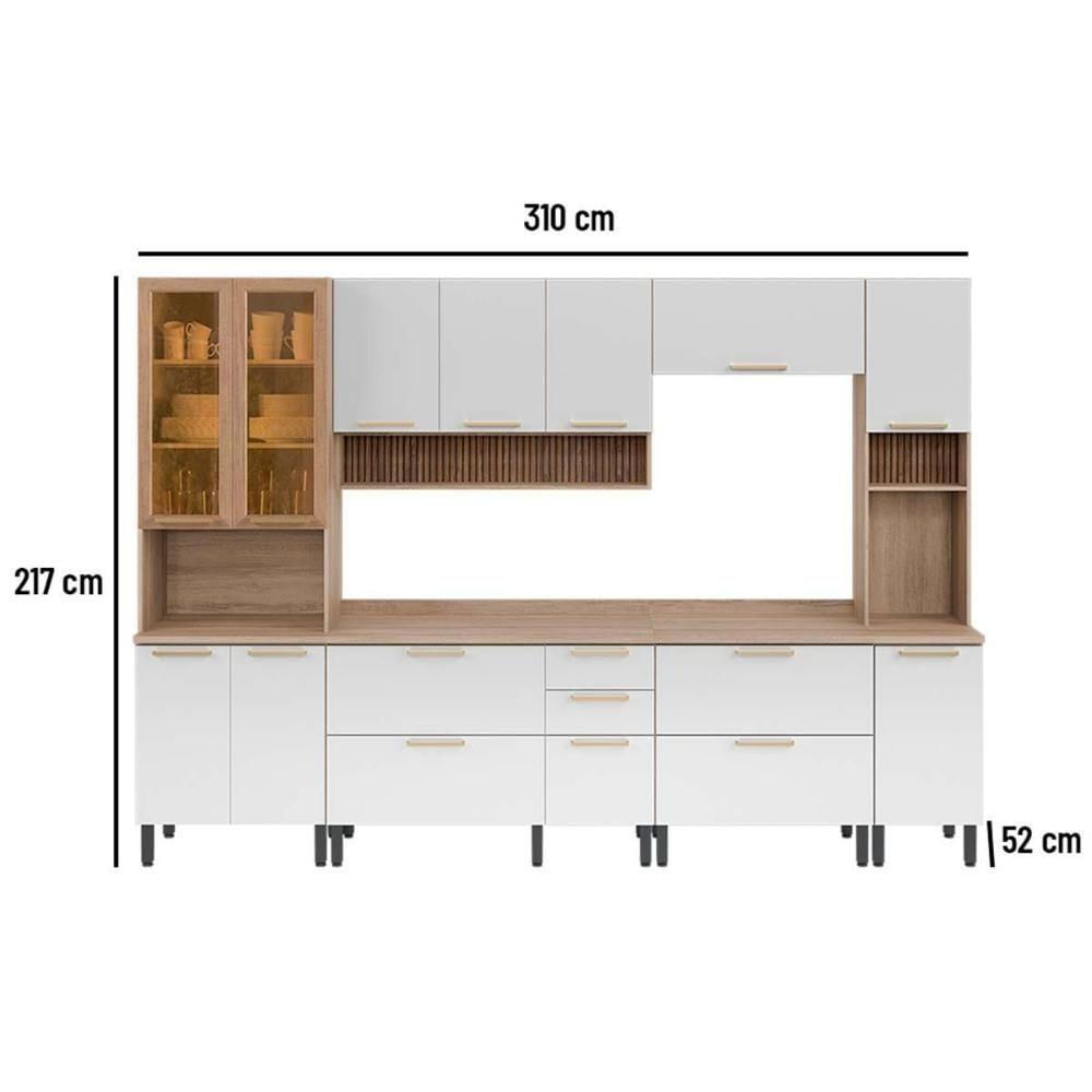 Miniatura Cozinha Modulada Completa Thela Avelã 6 Peças (2aéreos+2balcões+2paneleiros) Czc16 Mel-branco - Telasul
