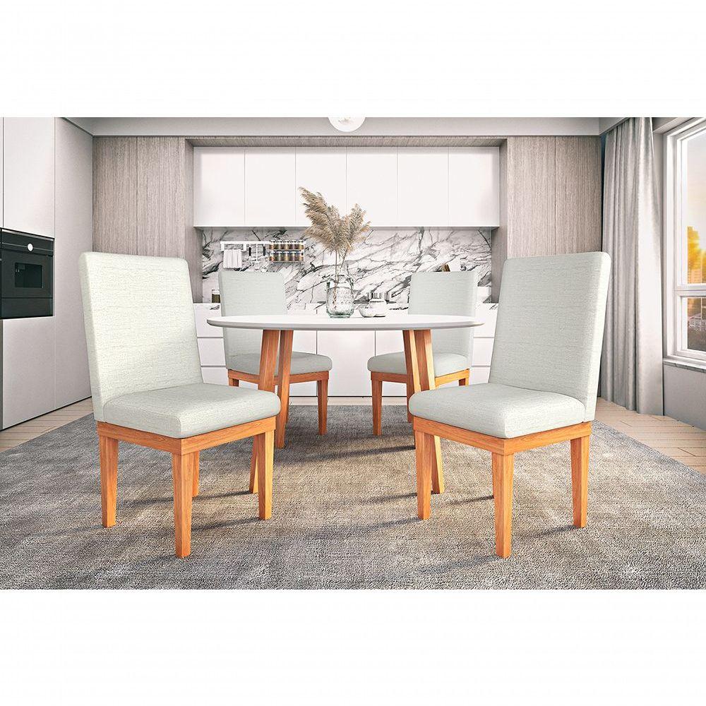 Miniatura Kit 4 Cadeiras Reforçada Sala De Jantar Cozinha Luxo Bege