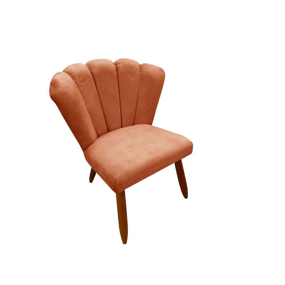 Miniatura Poltrona Cadeira Pétala Penteadeira Dritex suede Terracota