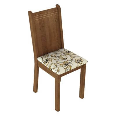 Miniatura Kit 4 Cadeiras 4290 Madesa Rustic/Lírio Bege Cor:Rustic/Lírio Bege