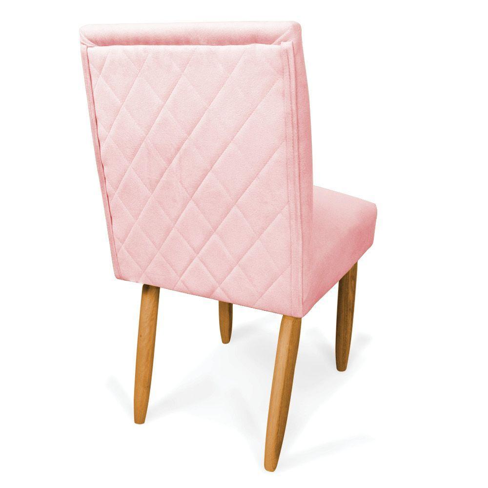 Miniatura Kit 4 Cadeiras De Jantar Carol Suede Pés Palito Castanho - D'rossi Cor Rosa Bebê