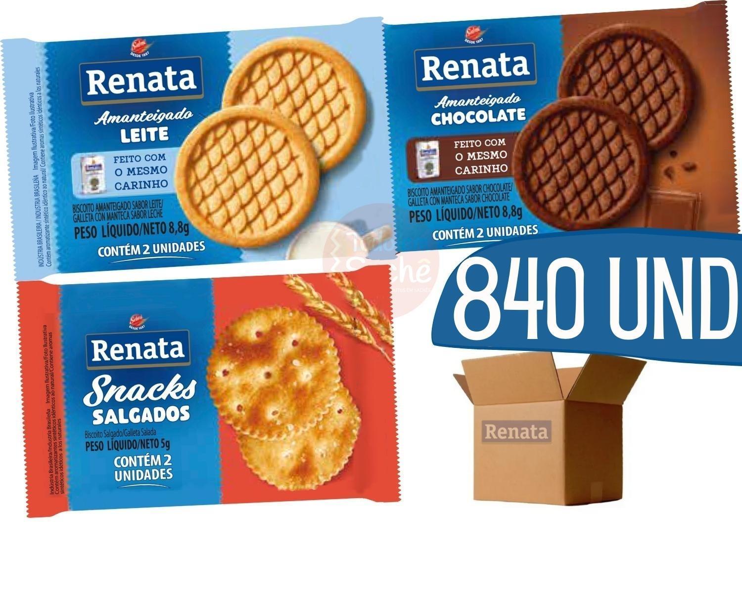 Miniatura Biscoito Em Sache Renata Chocolate, Leite E Snacks - 840 Und