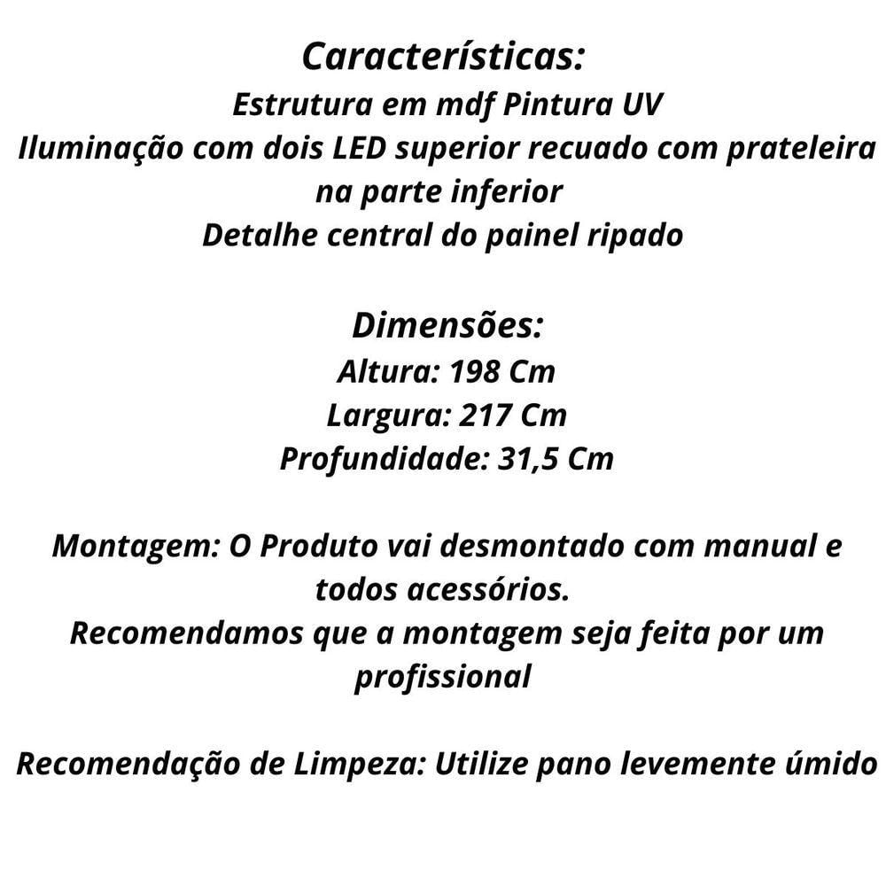 Miniatura Painel Tv Quarto Ripado Com Led Riviera Tv Até 75 Polegadas