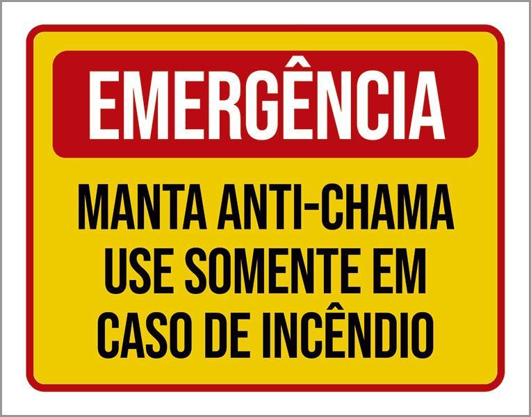 Miniatura Placa De Sinalização - Emergência Manta Anti-Chama 27X35