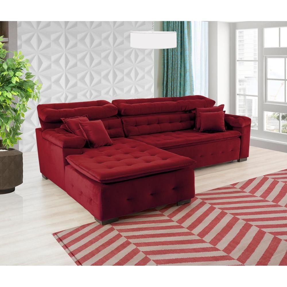 Miniatura Sofá Retrátil e Chaise Orlando 220x150 vinho