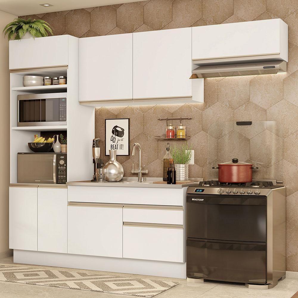 Miniatura Armário De Cozinha Completa 270cm Branco Glamy Madesa 15 Branco