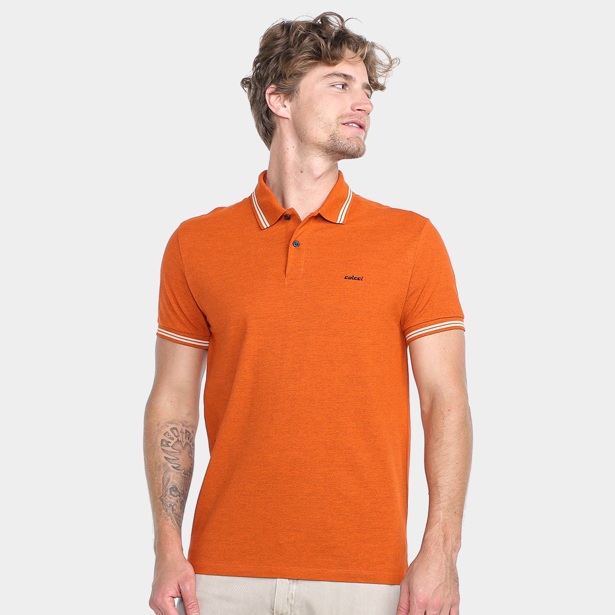 Miniatura Camisa Polo Colcci Logo Masculina Laranja - G