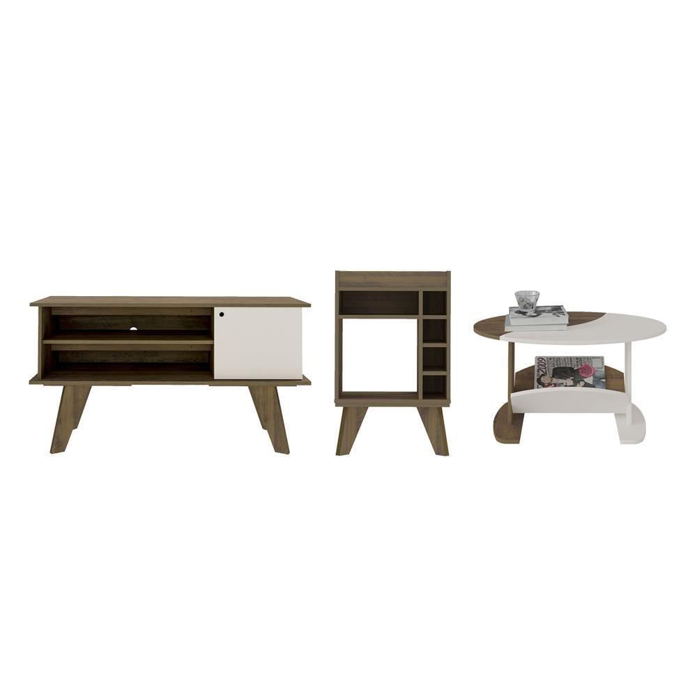 Miniatura Conjunto Sala De Estar Completa Mogadíscio Pinho Off White