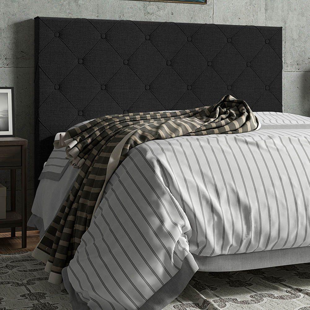 Cabeceira Cama Box Casal Millano 140cm Linho Preto