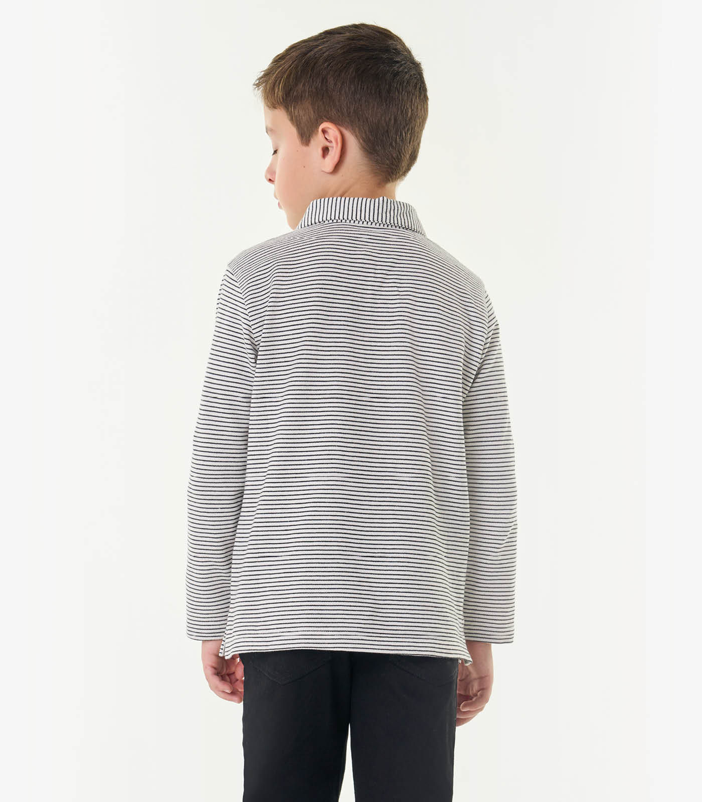Miniatura Camisa Listrada Infantil Manga Longa Trick Nick Bege 1