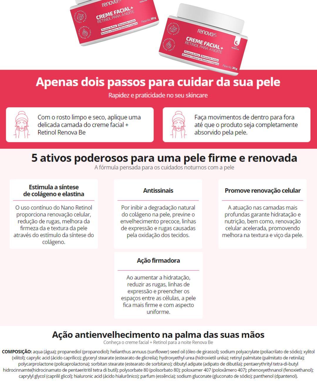 Kit Renova Be 5 Colágenos + Creme Facial Retinol
