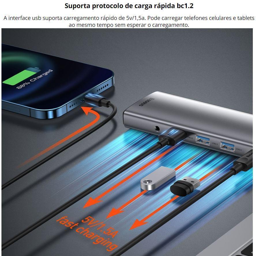 Miniatura Hub Usb-C Baseus 11 Em 1 Dockstation Hdmi Thunderbolt 3