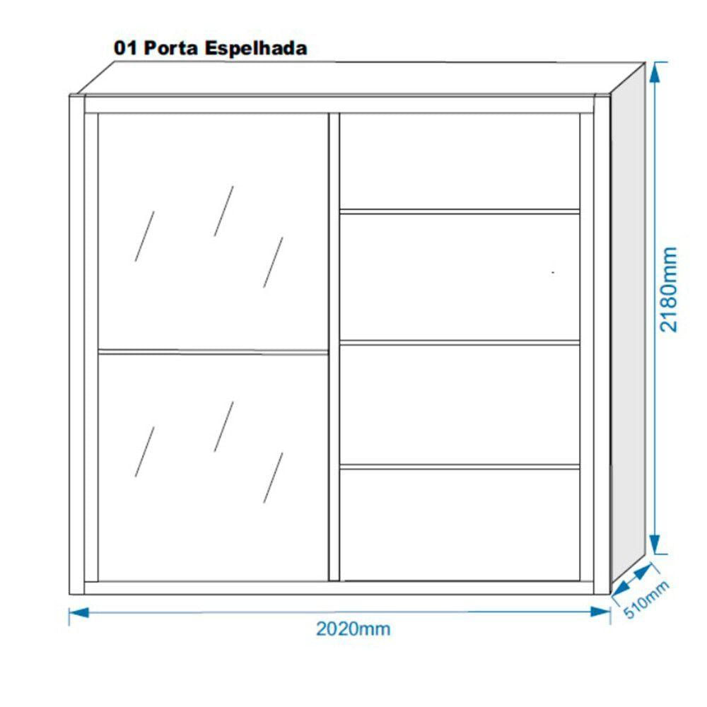 Miniatura Roupeiro Verona Plus 2 Porta Espelhado Brauna/ Off White