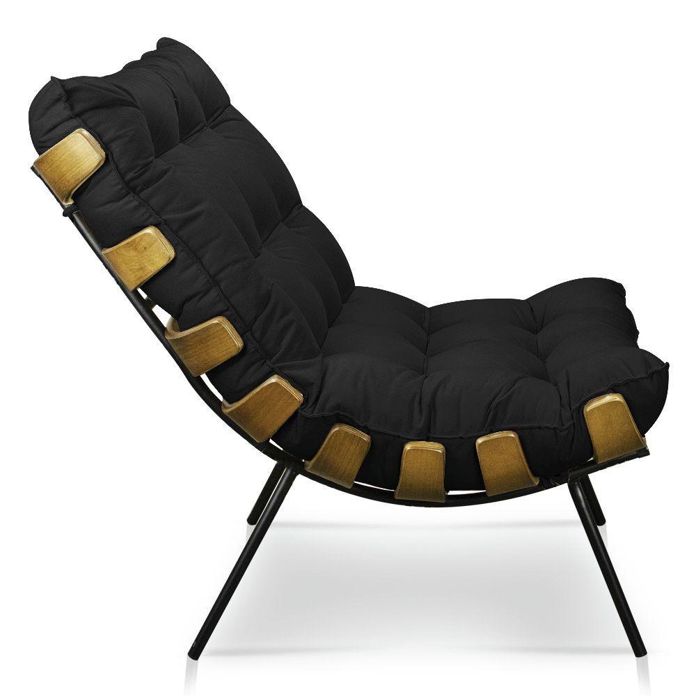 Miniatura Poltrona Costela Suede Base Metálica Pallazio Preto