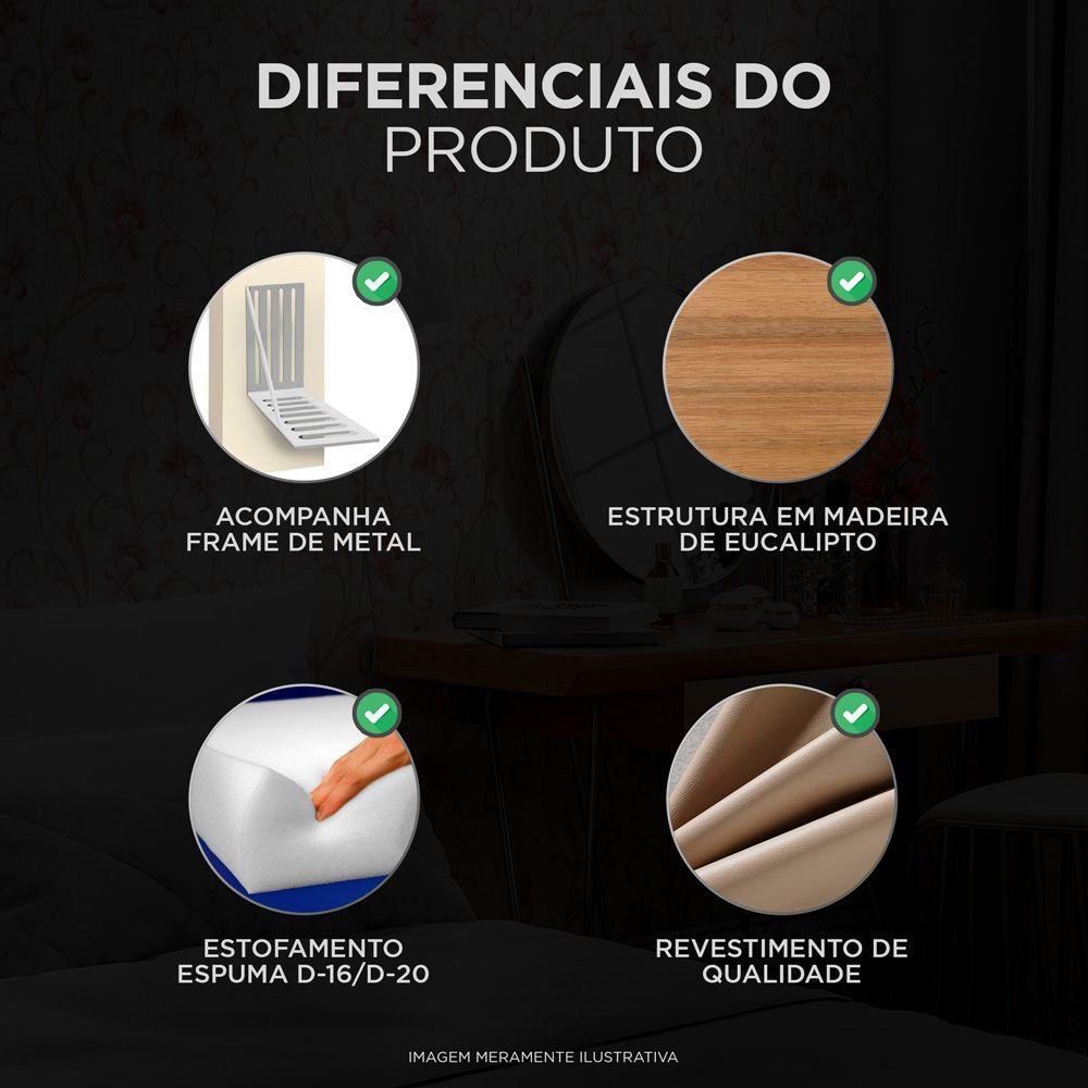 Miniatura Cabeceira Cama Box Casal Queen Size Gioconda 160cm Com Frame Veludo Azul Escuro - Desk Design