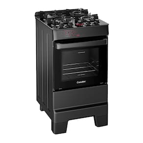 Miniatura Fogão Esmaltec IDEAL Top Glass T4VAP Preto 4 Bocas com Mesa de Vidro e Acendimento Automático Forno 50L – Bivolt