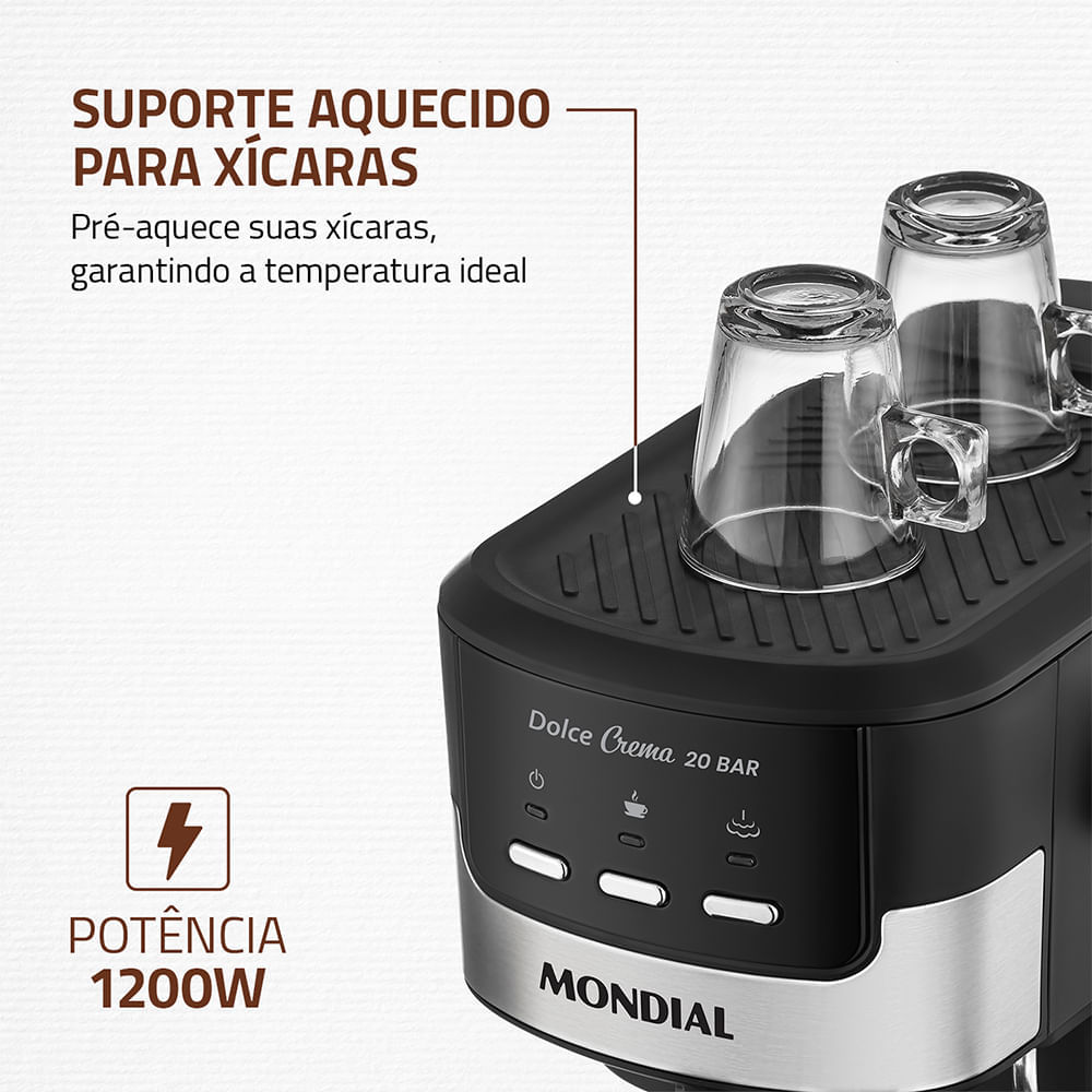 Miniatura Cafeteira Espresso Dolce Crema 20 Bar Mondial C-20-EC 127V