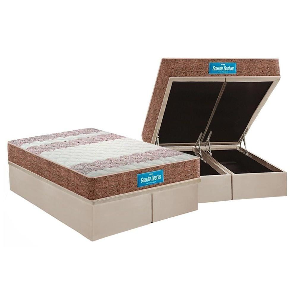 Miniatura Cama Box Baú Queen: Colchão Anatômico Probel D33 / Ep Próintense Plus + Base Clean(158X198)