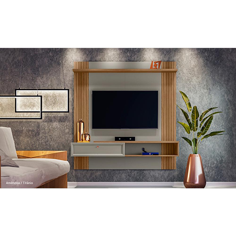 Miniatura Painel para TV Home Linea Pitanga para TV até 60 polegadas, Amêndoa e Titânio