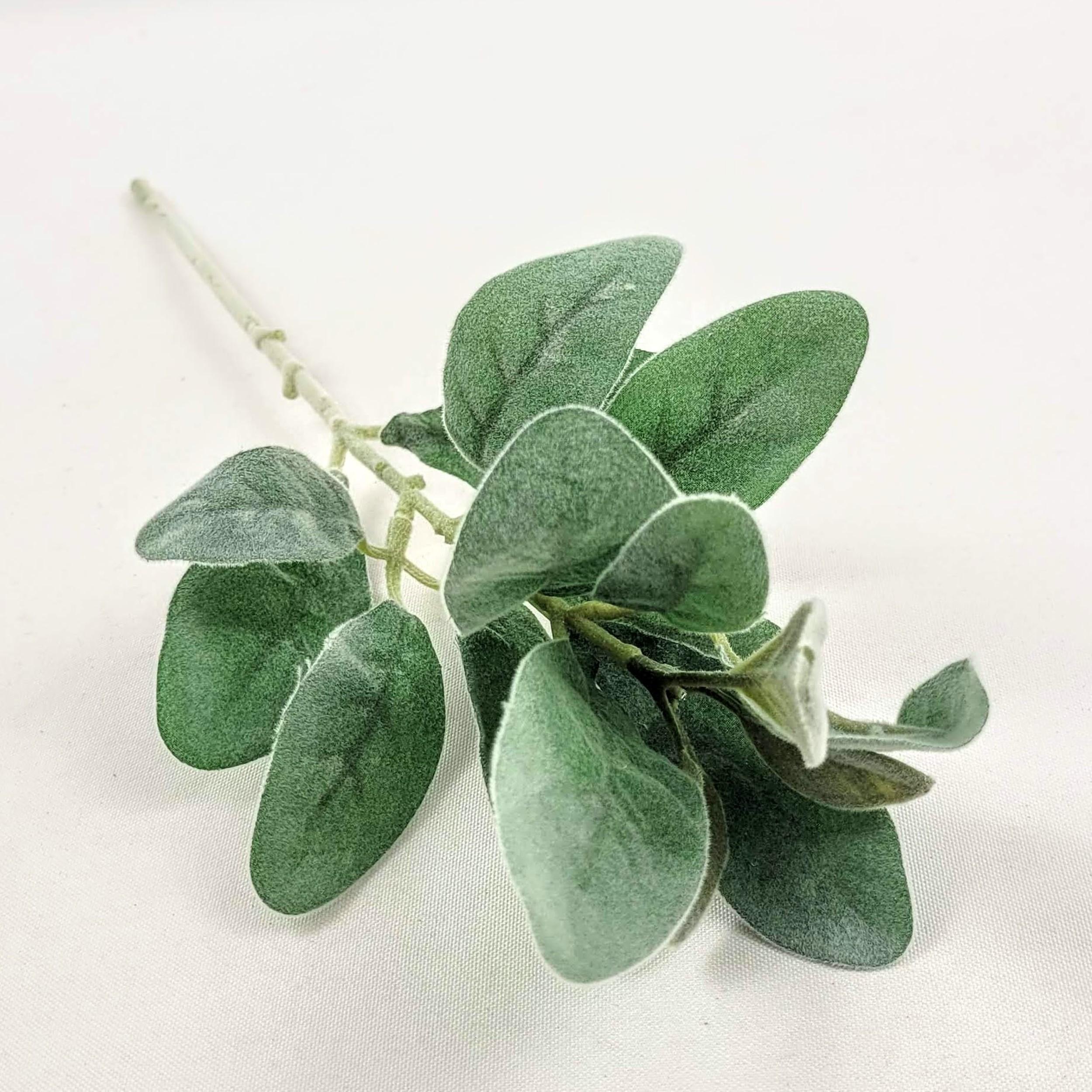 Folha De Orelha De Cordeiro Flocada 37Cm Planta Artificial