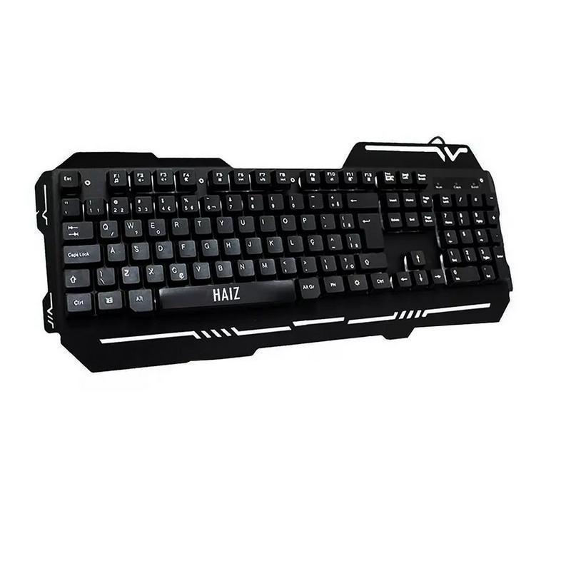 Miniatura Teclado Gamer Iluminado Luz Led Base Metal Semi-Mecânico
