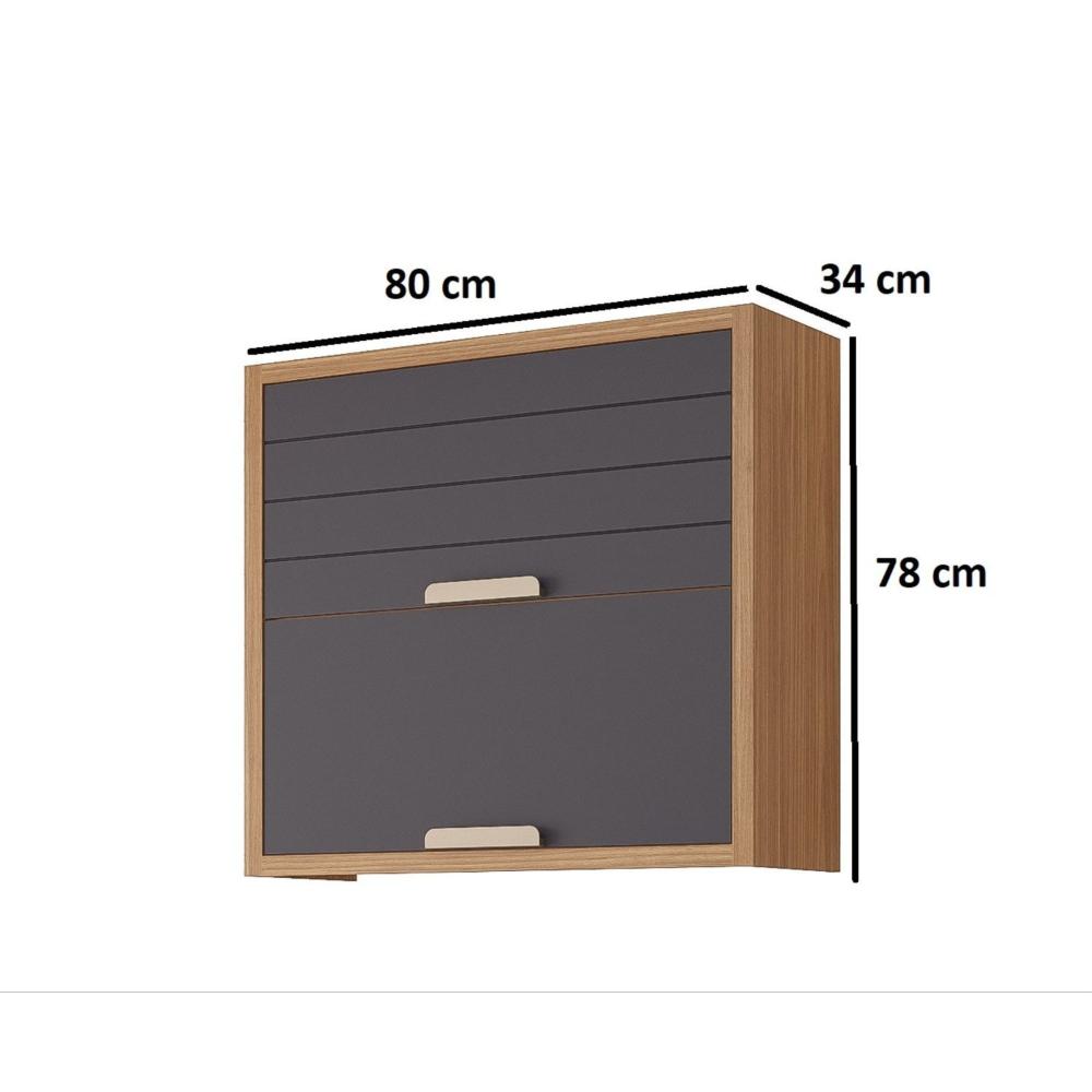 Miniatura Armário Aéreo 2 Portas Basculantes 80cm Luiza Yescasa Freijó/Titanium