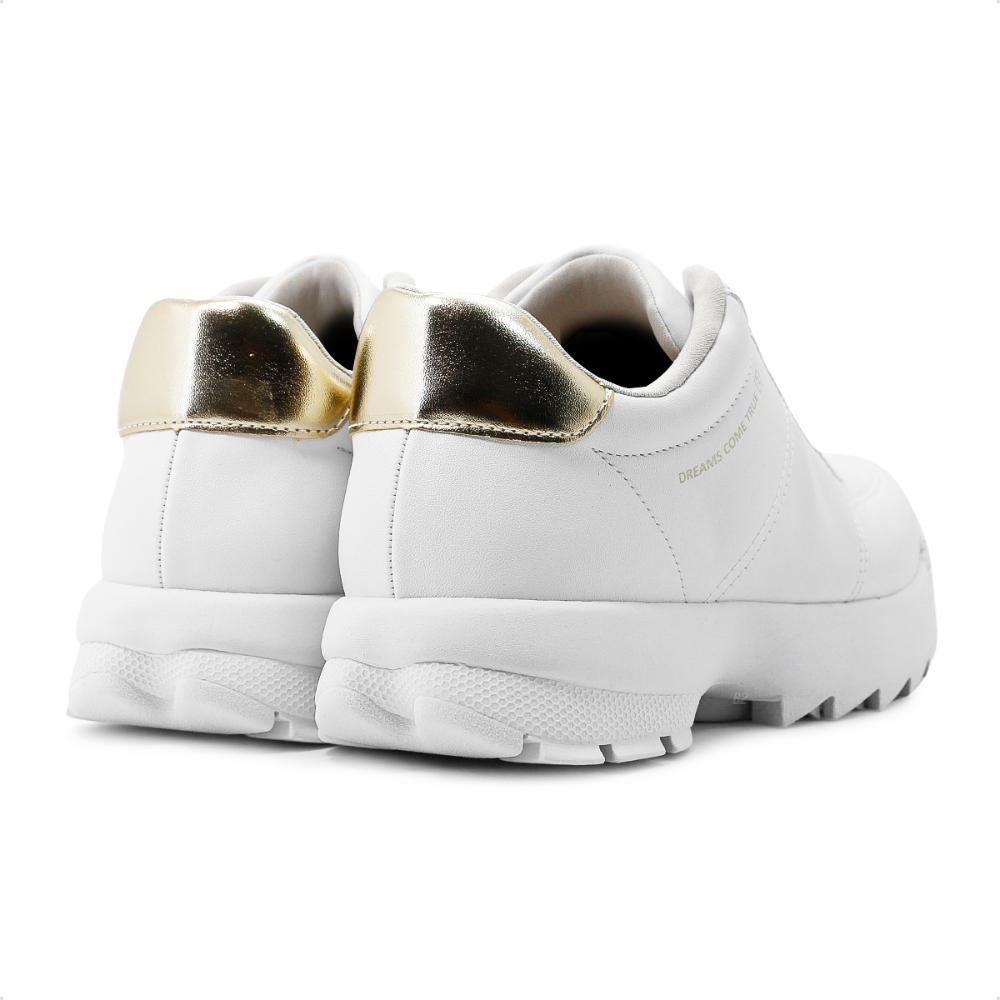 Miniatura Tênis Ramarim Casual Feminino + 3 Pares de Meias Branco / Dourado - 34
